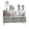 Vynxaria Kids Bookcase: White/Gray Organizer with Collapsible Fabric Drawers for Children's Book Display and Toy Storage - 4 of 4