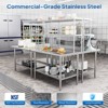 ROVSUN All Stainless Steel Table with Overshelves 48" X 30",Heavy Duty Pre Table with Adjustable Undershelf for Kitchen Restaurant Hotel - 3 of 4
