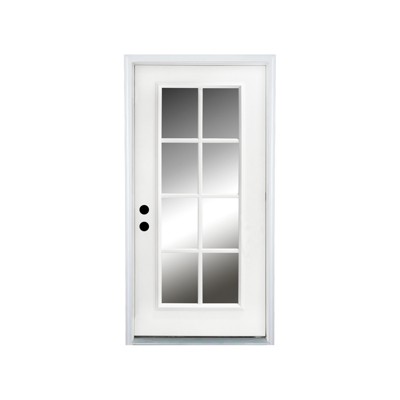 Lirago 36" x 80" 8-Lite Clear Glass Right-Hand Inswing Fiberglass Entrance Door with 4-9/16" White Primed Fiberglass Knock-Down Door Jamb