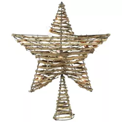 Northlight 11.5" Lighted Rattan Star Christmas Tree Topper - Clear Lights