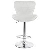 Elama 2 Piece Diamond Tufted Faux Leather Adjustable Bar Stool in White with Chrome Base - 2 of 4
