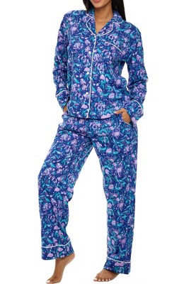Adr Women's Classic Cotton Flannel Pajamas Set With Pockets