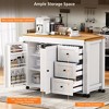 Ridstar 74.8 in. W Kitchen Storage Island with 3 Drawers, Extendable Dining Table & Spice Rack For Kitchen-White - 3 of 4