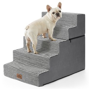 5-Tier Widened Support Pet Stairs, Non-Slip Foldable Dog Steps for Bed & Couch with Removable Cover - 1 of 4