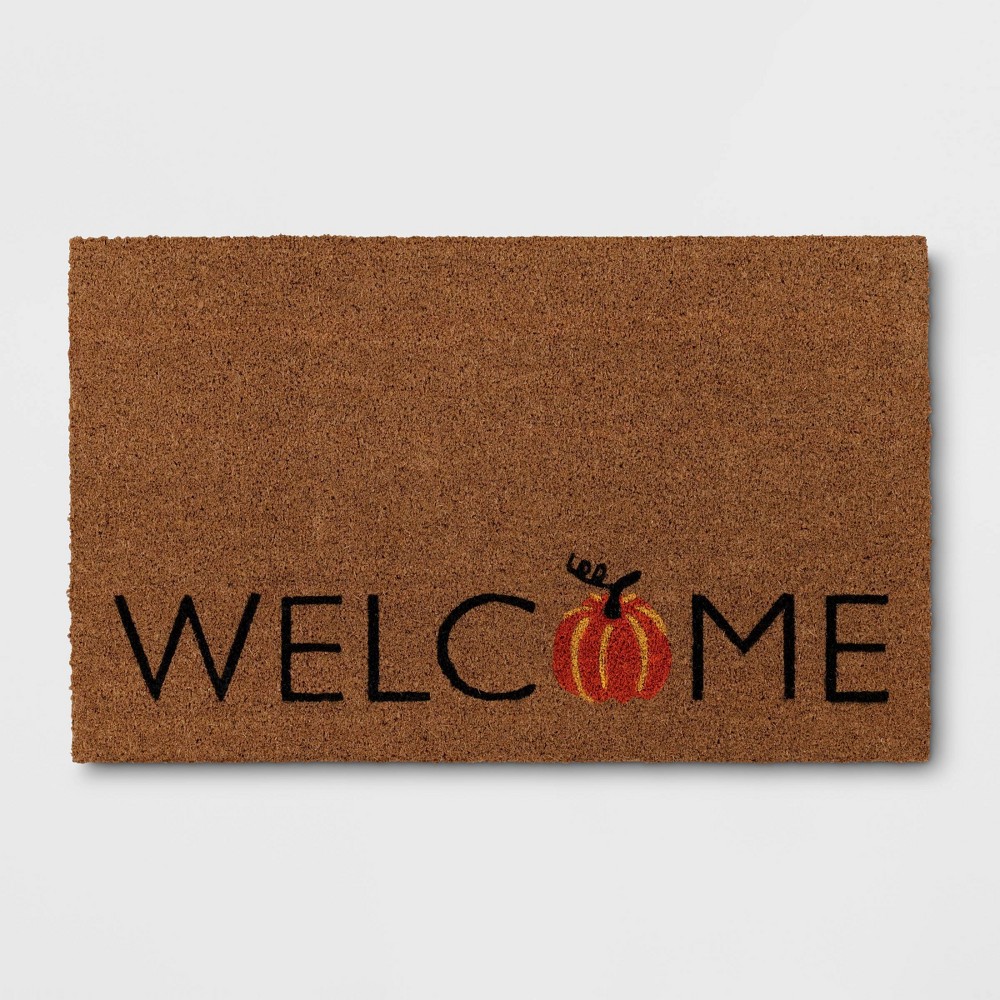 1'6"x2'6" 'Welcome' Pumpkin Coir Halloween Doormat Natural - Hyde & EEK! Boutique™