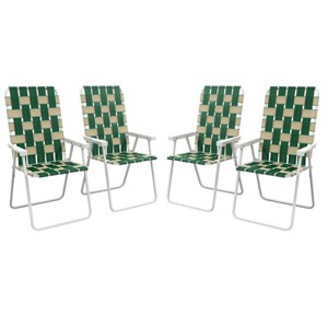 Sevobal Outdoor Portable Chairs 4PCS Folding Strap Chair Set with Armrests and Steel Frame for Patio and Garden, Green, 22.5"*22.5"*37" - 1 of 4