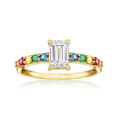 Ross-Simons 1.00 Carat Lab-Grown Diamond Ring With .37 ct. t.w. Rubies, Emeralds and Multicolored Sapphires in 14kt Yellow Gold