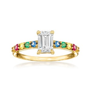 Ross-Simons 1.00 Carat Lab-Grown Diamond Ring With .37 ct. t.w. Rubies, Emeralds and Multicolored Sapphires in 14kt Yellow Gold - 1 of 4