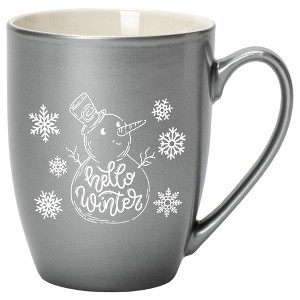 Elanze Designs Hello Winter Grey 10 ounce New Bone China Coffee Cup Mug - 1 of 4