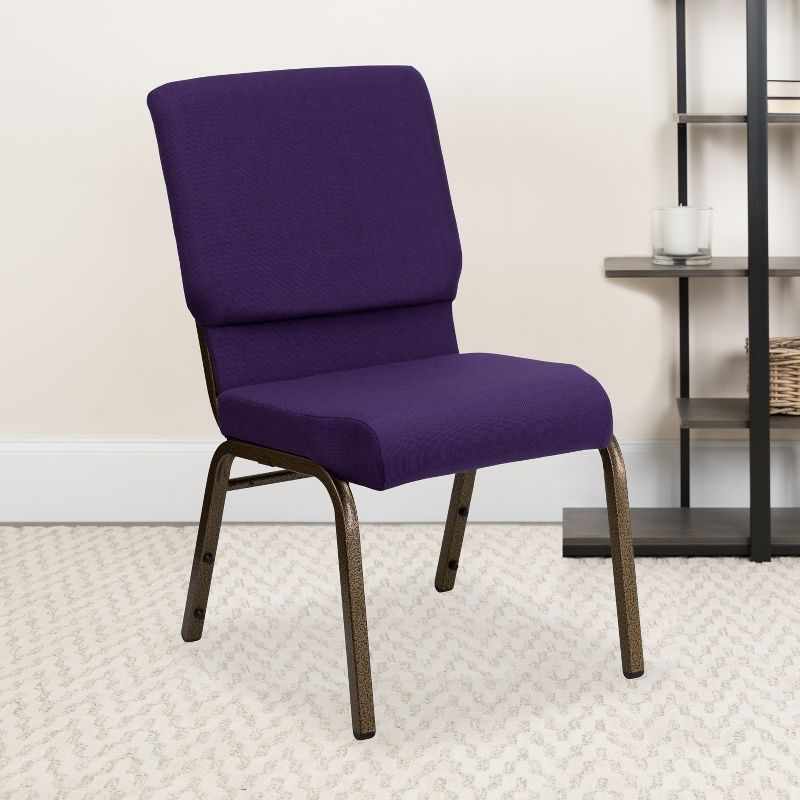 Flash Furniture HERCULES™ Series Auditorium Chair - Stacking Padded Chair - 19inch Wide Seat - Royal Purple Fabric/Gold Vein Frame, 3 of 12