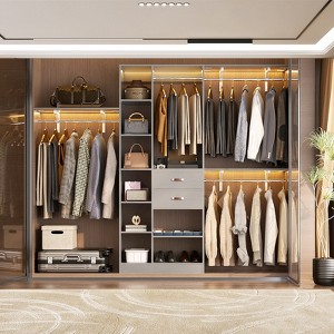 Besiost All-in-one Closet Organizer System with Wood Drawers, Tower Shelving, Hanging Rods - 1 of 4
