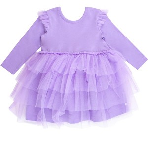 RuffleButts Toddler Girls Flutter Tulle Long Sleeve Twirl Dress - 1 of 4