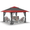 13x13 Pop Up Gazebo Canopy Tent - Outdoor Patio & Backyard Shelter Red & Grey - 2 of 4