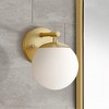 Possini Euro Design Meridian Modern Wall Light Sconce Soft Gold Hardwire 6" Fixture Frosted White Globe Glass Shade for Bedroom Bathroom Vanity House - 2 of 4