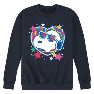 Men's - Peanuts - Snoopy Groovy Heart Graphic Fleece Sweatshirt - 1 of 4