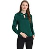 INSPIRE CHIC Women's Satin Long Sleeve Keyhole Collared Blouse - 3 of 4