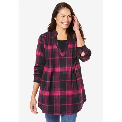 Woman Within Flannel Tunic With Layered Look