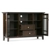 53" Solid Wood Tall Transitional TV Media Stand with Two Central Drawers, Tempered Glass Doors and Cord Management for Living Room and Bedroom - 4 of 4