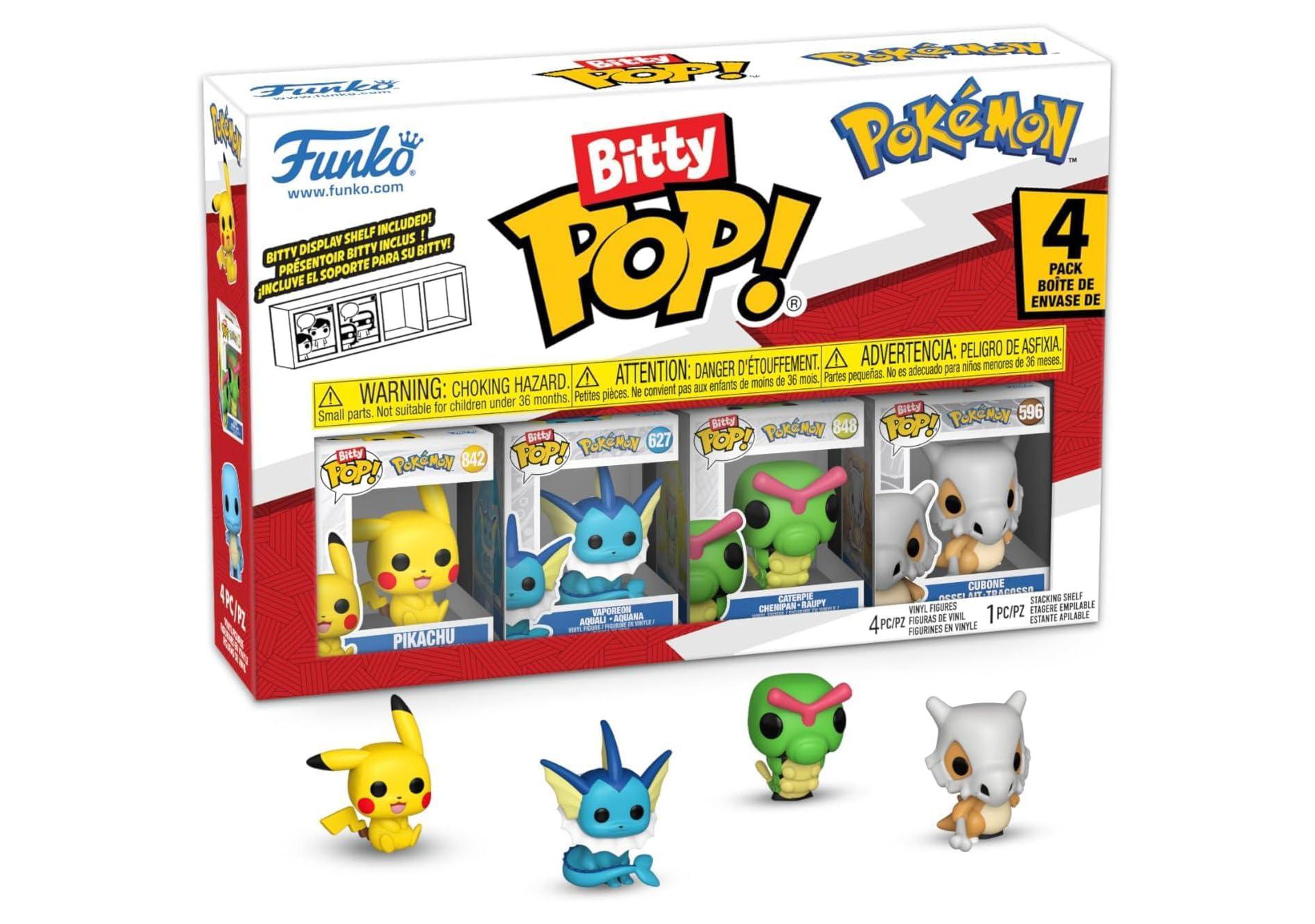 Funko Pop! Bitty: Pokémon - Pikachu, Vaporeon, Caterpie, and Cubone 4-Pack #81132