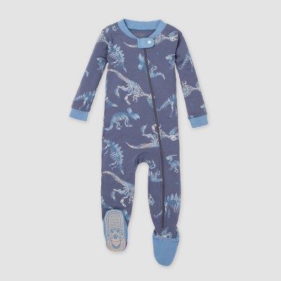 Image of Burt's Bees Baby® Baby Boys' Dinosaur Snug Fit Footed Pajama - Dark Blue 3-6M