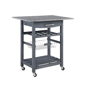 FONTOI Mobile Kitchen Island with Underneath Drawer, Rolling Trolley Serving Cart Slide-Out Wire Storage Basket, Grey, 15.75"*33.55"*30" - 1 of 4