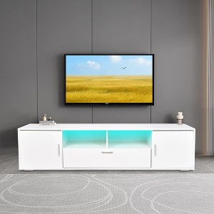 Led TV Stand With Open Shelf Storage Cabinets Cable Management TV Cabinet Entertainment Center For Television Up To 75”(62.99 x 13.78 x 15.75'') - 1 of 4