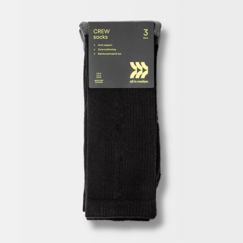 Men's Striped Arch Crew Socks 3pk - All in Motion™ 6-12, 2 of 6