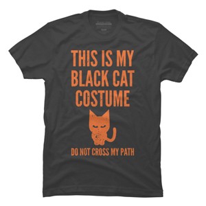 Men's Design By Humans Halloween Introvert Black Cat Costume By Commykaze T-Shirt - 1 of 4