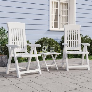vidaXL Garden Reclining Chair Set of 2 White Polypropylene (PP) Medium - 1 of 4