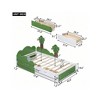 White and Green Twin Bed Frame with Plywood Platform, Grassy Hills and Trees Design, Mattress Foundation with Storage, No Box Spring Needed. - 2 of 4