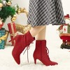 Allegra K Women's Pointy Toe Zip Lace Up Stiletto Heel Ankle Boots - 2 of 4