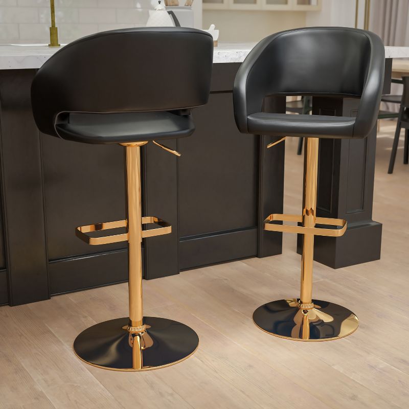 Flash Furniture Contemporary Vinyl Adjustable Height Barstool with Rounded Mid-Back, Set of 2, 3 of 14