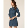 INSPIRE CHIC Women's 3/4 Sleeve Button Down Denim Shirt Dress - 2 of 4