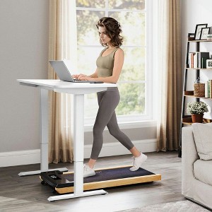 Resenkos 2.5HP Under-Desk Walking Treadmill with Remote Control and LED Display - Black/Natural Brown - 1 of 4