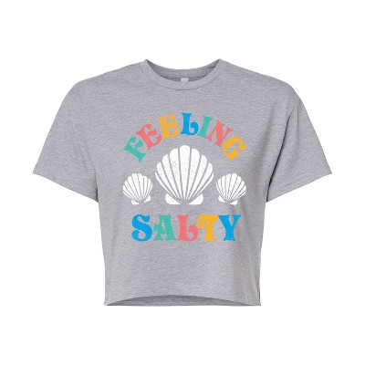 Women's - Instant Message - Feeling Salty Shells Cropped Graphic T-Shirt