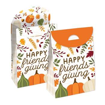 Big Dot of Happiness Fall Friends Thanksgiving - Friendsgiving Gift Favor Bags - Party Goodie Boxes - Set of 12