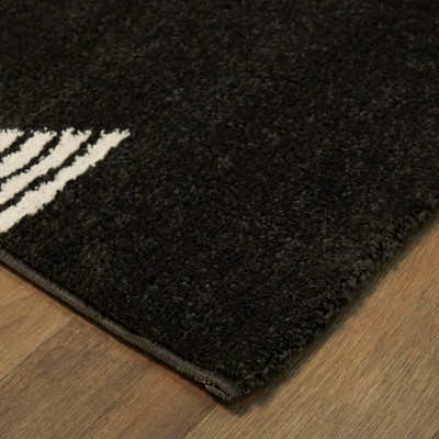 Phoebe Black and White Geometric Kids' Rug, 8' x 10', Synthetic