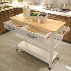 NicBex Mobile Kitchen Island Cart Kitchen Storage Cabinets Island Cart with 3-Tier Shelves and 2 Drawers for Kitchen - 1 of 4