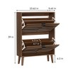 Angel Sar Medieval Modern Shoe Cabinet, 23.62-inch Walnut Shoe Storage with 2 Flip Drawers, for Corridor Entrance - 3 of 4