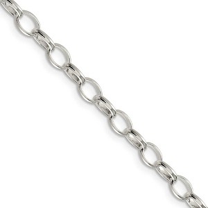 Black Bow Jewelry 5mm, Sterling Silver Oval Solid Rolo Chain Necklace - 1 of 4
