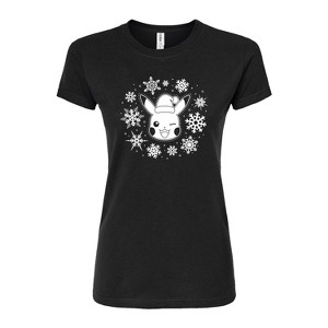 Women's - Pokémon - Pikachu Snowflakes Fitted Graphic T-Shirt - 1 of 3