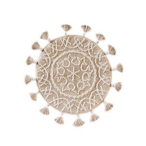 25" x 25" Medallia Round Bath Rug Natural - Saturday Knight Ltd.: Cotton Tufted, Hand Wash, Spray Latex Backing - 1 of 3