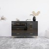 Okak Minimalism 6-Drawer Bedroom Dresser, High Glossy Surface, Storage Cabinet of Drawer with Golden Handle & Steel Legs, Black - 2 of 4
