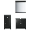 vidaXL Bathroom Furniture Set 3 Piece, Bathroom Cabinet with Storage, Wall Mirror for Bathroom, Modern Style, BERG Black Solid Wood Pine - 2 of 4