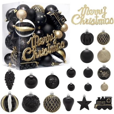 65 Ct Shatterproof Plastic Christmas Ball Ornaments Set, Assorted Colored Hanging Decor for Xmas Tree, Holiday Party, Wedding Decoration