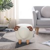 POVISON Kids Decorative Animal Sofa Stool, Little Sheep Footstool, Home Cartoon Chair with Solid Wood Legs, White, 34'' - 3 of 4