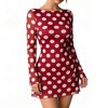 Women's Polka Dot Chiffon Mini Dress with Bell Sleeves & Backless Design - Flowy A-Line Party Dress - 2 of 4