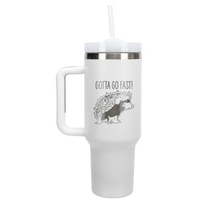 100 North Gotta Go Fast! Hedgehog Video Game Wrap-Around 40 Oz. Stainless Steel Water Bottle Coffee Mug, Spill & Leak Resistant, Travel Tumbler with