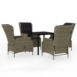 vidaXL Patio Dining Set Outdoor Dining Set Table and Chair Set for Garden - Brown 31.5" Table Length 4 Items - 1 of 4