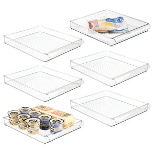 iDesign Stackable Fridge Storage Tray with Handle - Set of 6 - Clear - 1 of 4